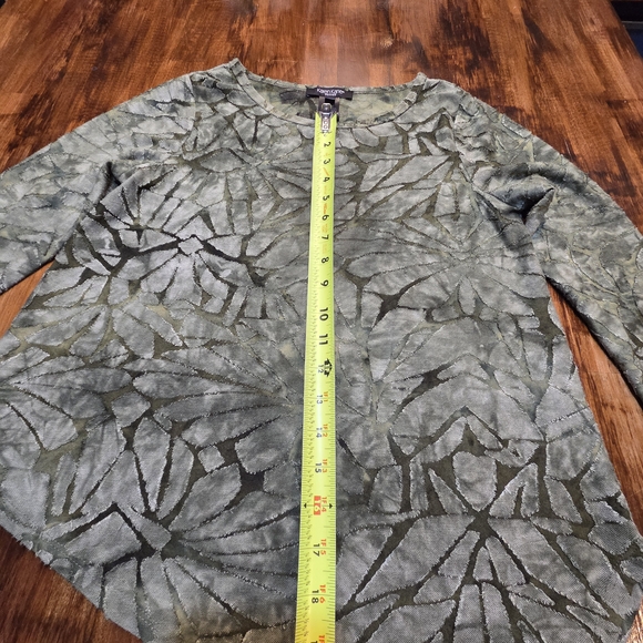 Karen Kane Petites Burnout Tie-Dye Crew Neck 3/4 Sleeve Asymmetric Tunic sz S - Picture 2 of 9